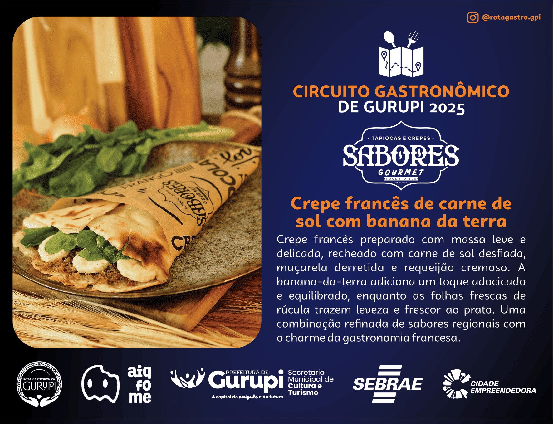 Crepe francês de carne de sol com banana da terra